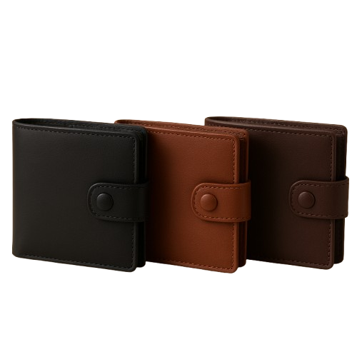 Leather Wallet with Button Closure