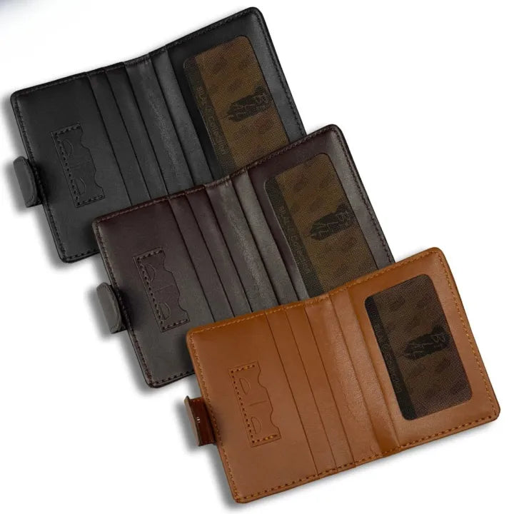 Leather Wallet with Button Closure