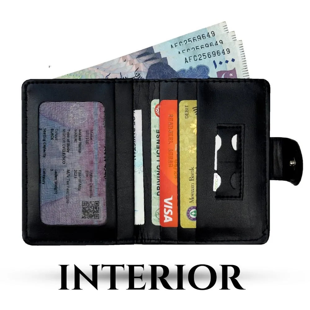 Leather Wallet with Button Closure